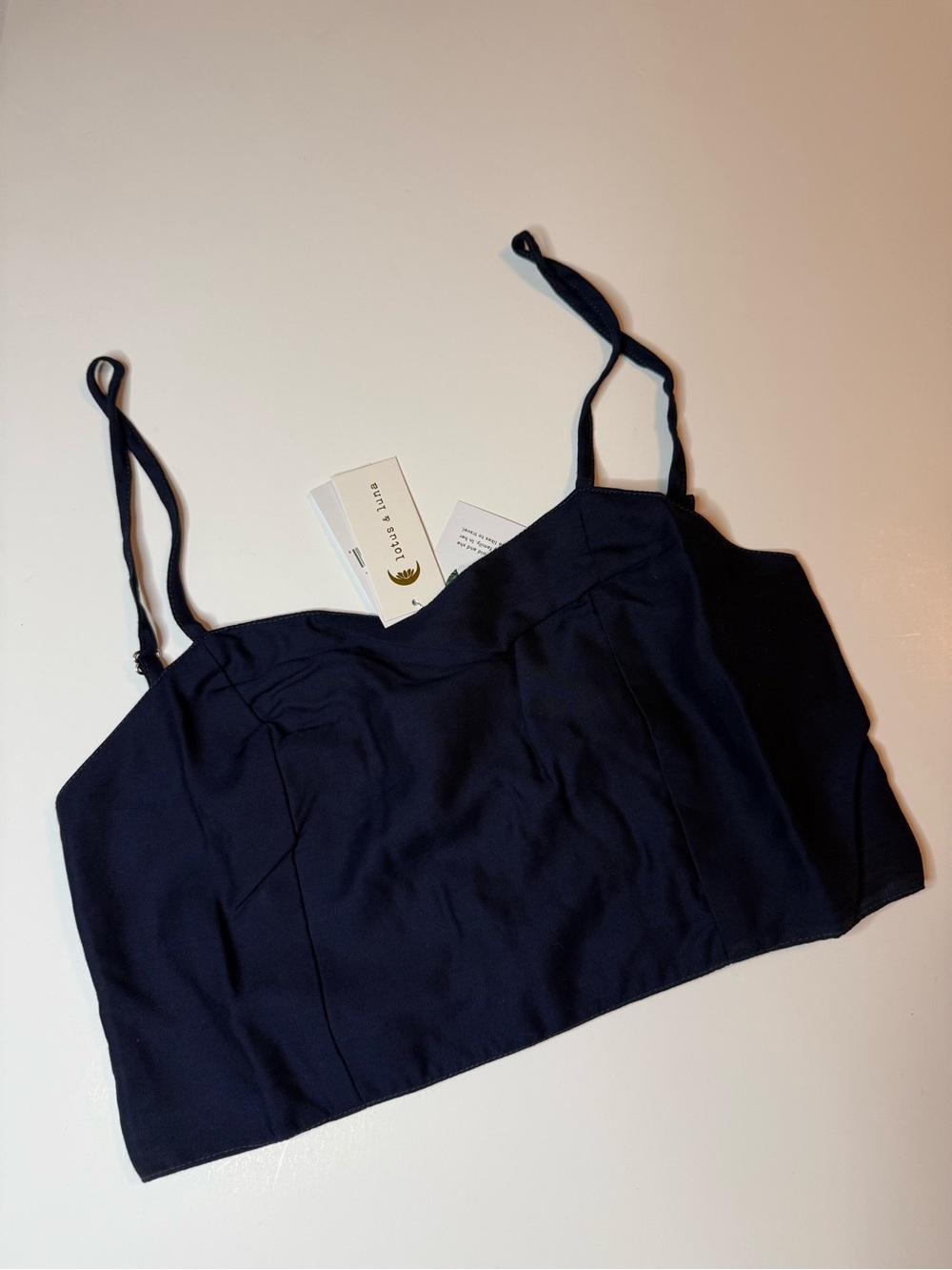 Lotus & Luna Classic Navy Cami Crop Top with Adjustable Straps